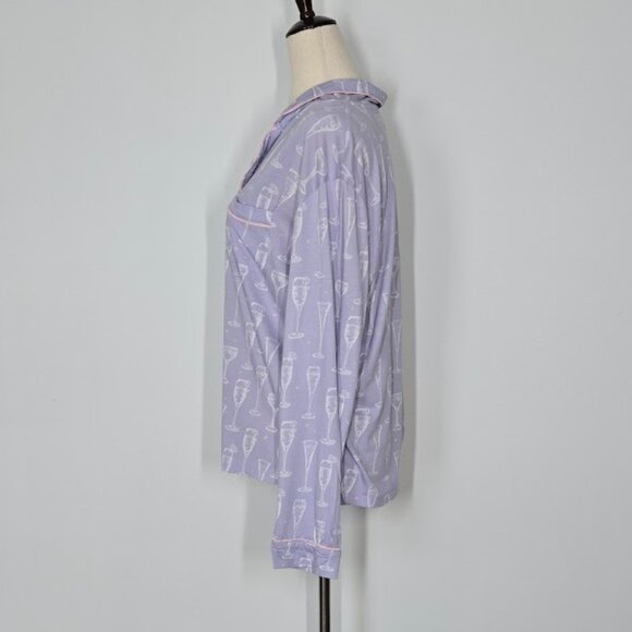 PJ SALVAGE champagne glasses collar top pajamas Sz L - Picture 3 of 8